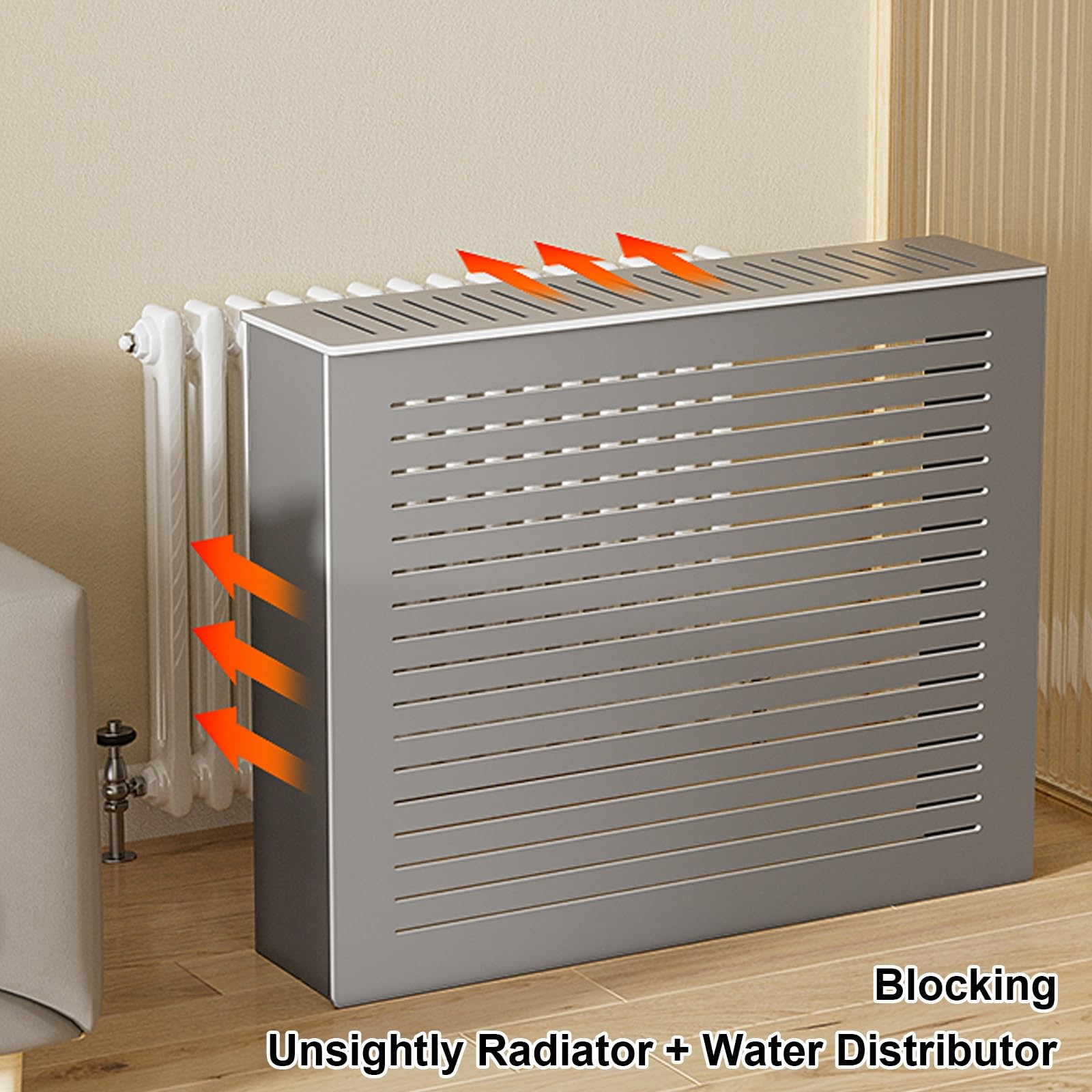 Moderne Heizkörperverkleidung mit Sto-Regal, PVC-Schrank für Wohnzimmer, Schlafzimmer und Flur, einfache Installation, stabiles Design, 80 x 70 x 25 cm