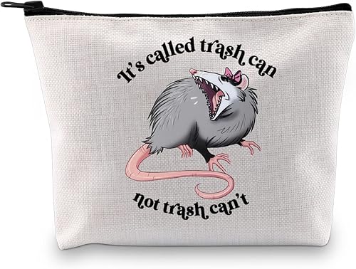 XYANFA Bolsa de maquillaje con texto en inglés "It's Called Trash Can Not Trash Can't Zarigüeya", regalos para amantes de la zarigüeya, bolsa con