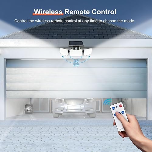 Miniatura 2 de 280 luces LED solares de seguridad contra inundaciones, luces solares para exteriores con sensor de movimiento, luces de inundación con control