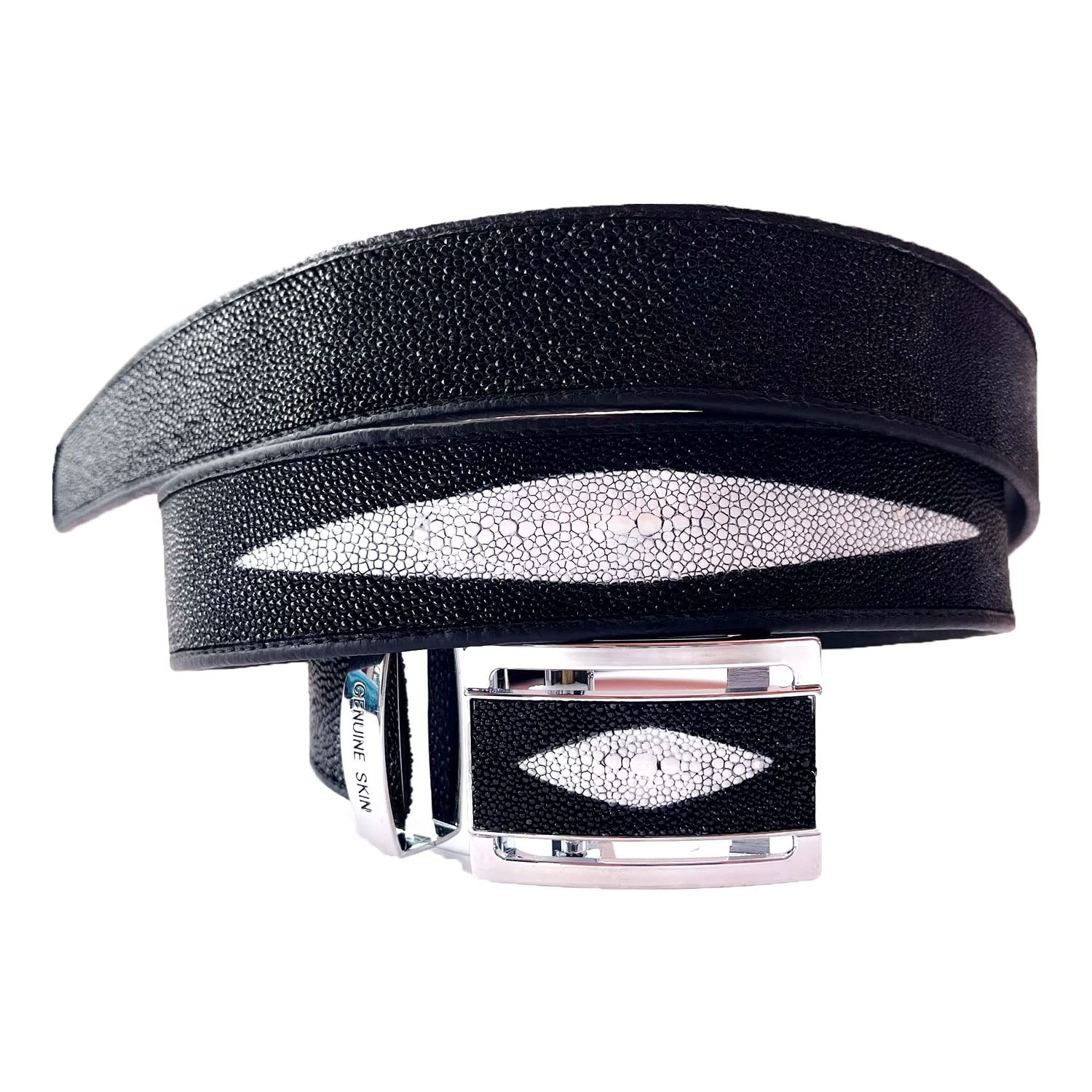 Julie Genuine Real Stingray Skin Leather Men's Black Belt 33-48 big