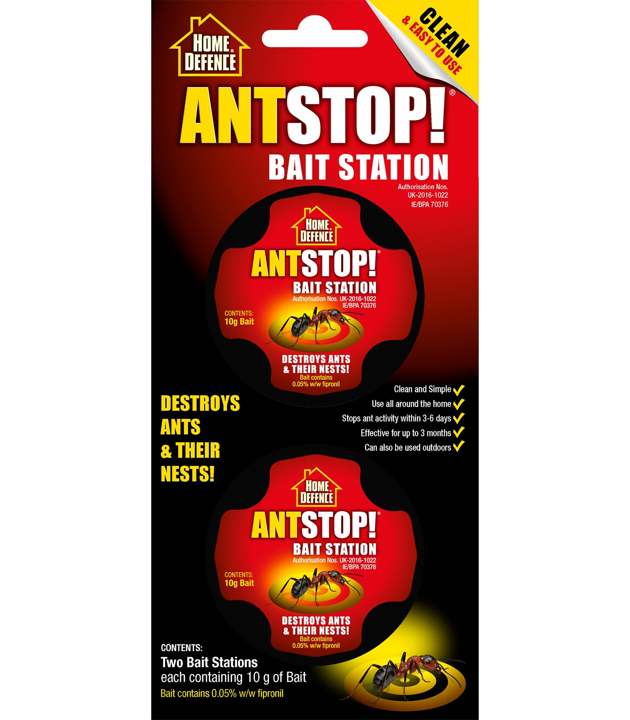 SHAŹZY | Home Defence Ant Stop! Bait Station | Long-Lasting Ant Killer for House & Garden | Indoor & Outdoor Ant Trap | Targets Nest & Colony | 2 Ready to Use Bait Stations (10g Each)