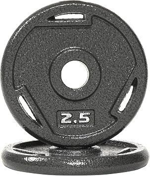 Elevon 2-Inch/1-Inch Cast Iron Weight Plate for Strength Training and Weightlifting, Olympic Grip Plate for Barbell