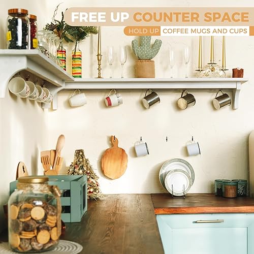 Miniatura 2 de RELBRO 50 ganchos de tornillo, ganchos de taza negros de 1-14 pulgadas, ganchos de metal resistente, ganchos de pared de madera, ganchos de techo