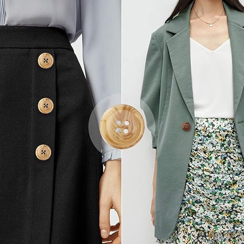 Miniatura 6 de 30 botones de costura de resina, botones redondos a granel de 0.984 in1 pulgada para coser, con 5 patrón mate tamaño 4 agujeros, para coser