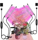 LED Grow Lights (2 Packs), 2 Heads Red Blue White Full Spectrum Plant Light with Clamp for Indoor Plants & Seed Starting, 10-Level Dimmable, Auto On Off, Timing 4 6 12Hrs