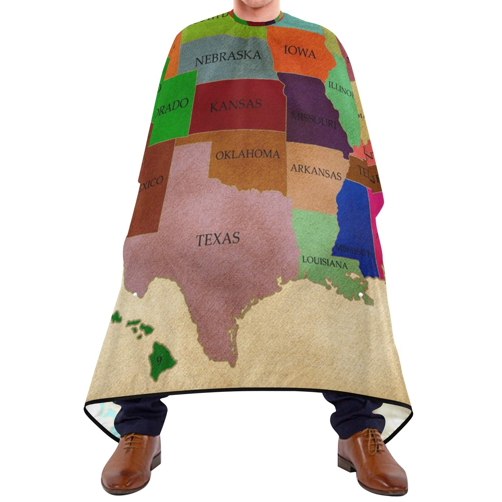 501 Capa De Peluquería Profesional 140x168cm, Mapa Americano De Estados Unidos Bata Peluqueria Unisex Personalizada Capa De Barbero Profesional, Para El Cabello, Barberías