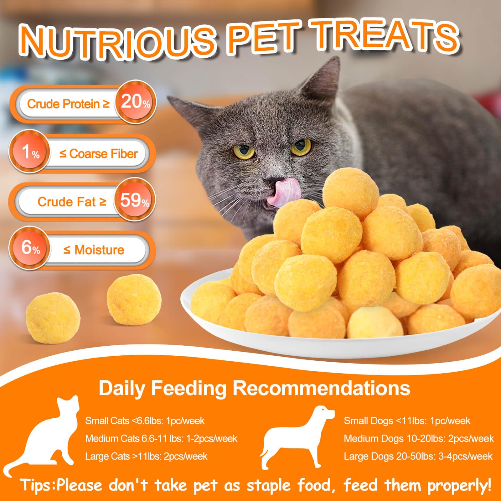 Freeze Dried Quail Egg Yolk Cat - 10.58oz Natural Pet Treats, Freeze Dried Cat & Dogs Treats, No Preservatives, Dried Quail Egg Yolk Snacks for Training
