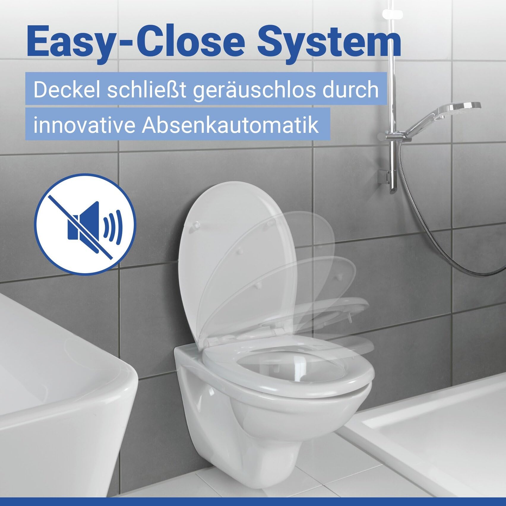 WENKO Toilettendeckel mit Absenkautomatik, hohe Belastbarkeit bis 350 kg, ovaler WC Sitz, abnehmbar, Klodeckel aus antibakteriellem, stabilem Duroplast, einfache Montage, Mod. Rieti, weiß
