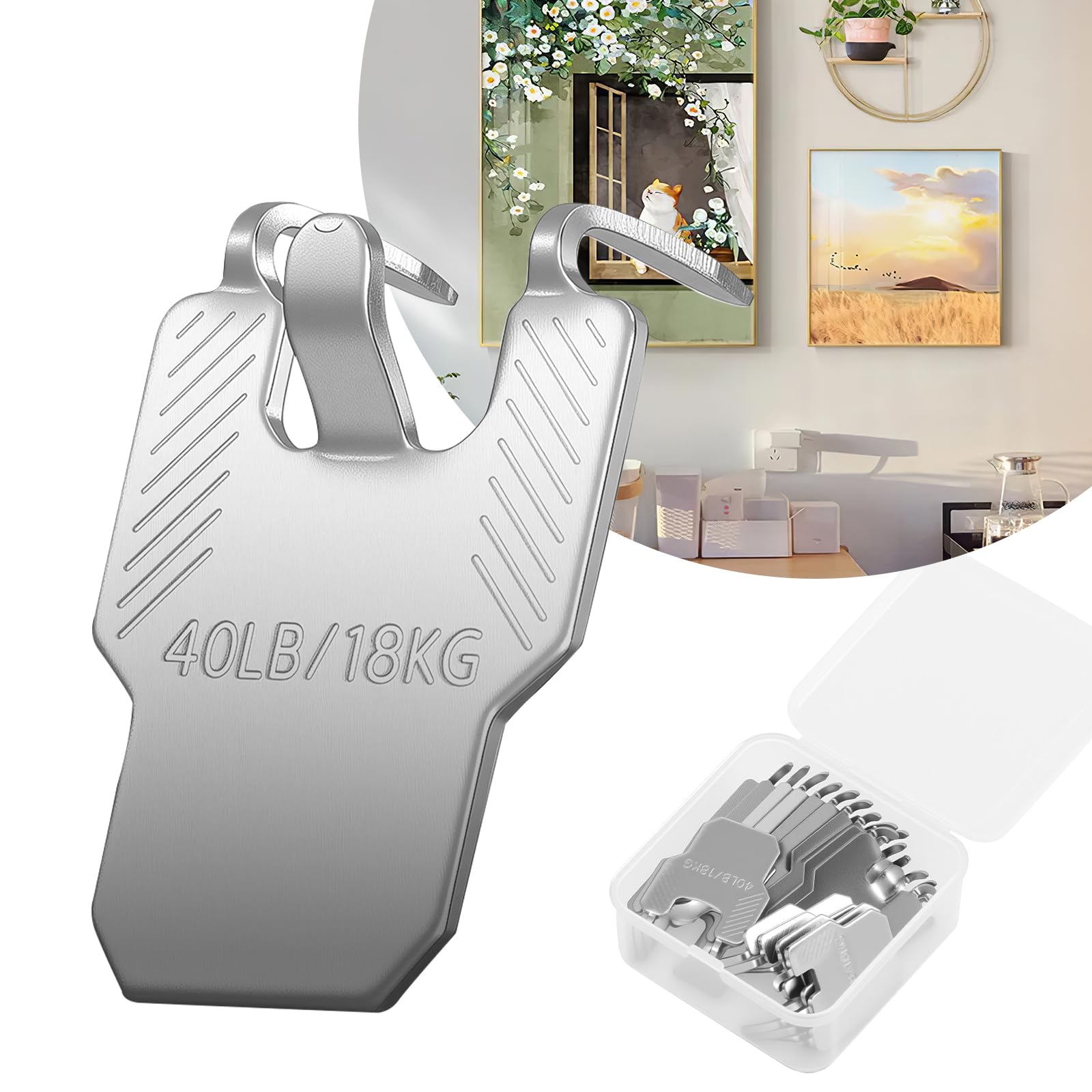 20-Pack Claw Drywall Picture Hangers - Easy to Install Claw Drywall Picture Hangers ,Steel Picture Hanging Hooks Hold Up to 40lbs ,No Damage Heavy Duty Wall Hanger for Room Office Decor