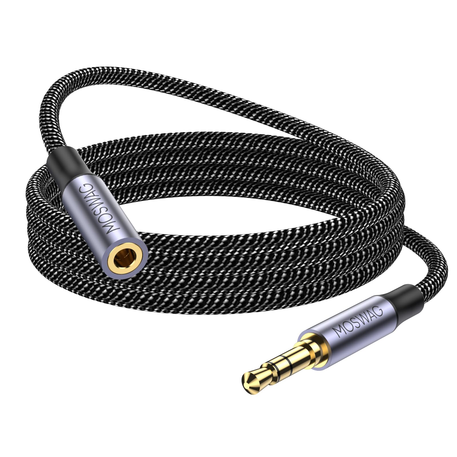 MOSWAG 3.5mm Extension Cable 16.4FT/5M Audio Male to Female Stereo Extension Adapter Nylon Braided Cord Compatible for Home/Car Stereos Smartphones