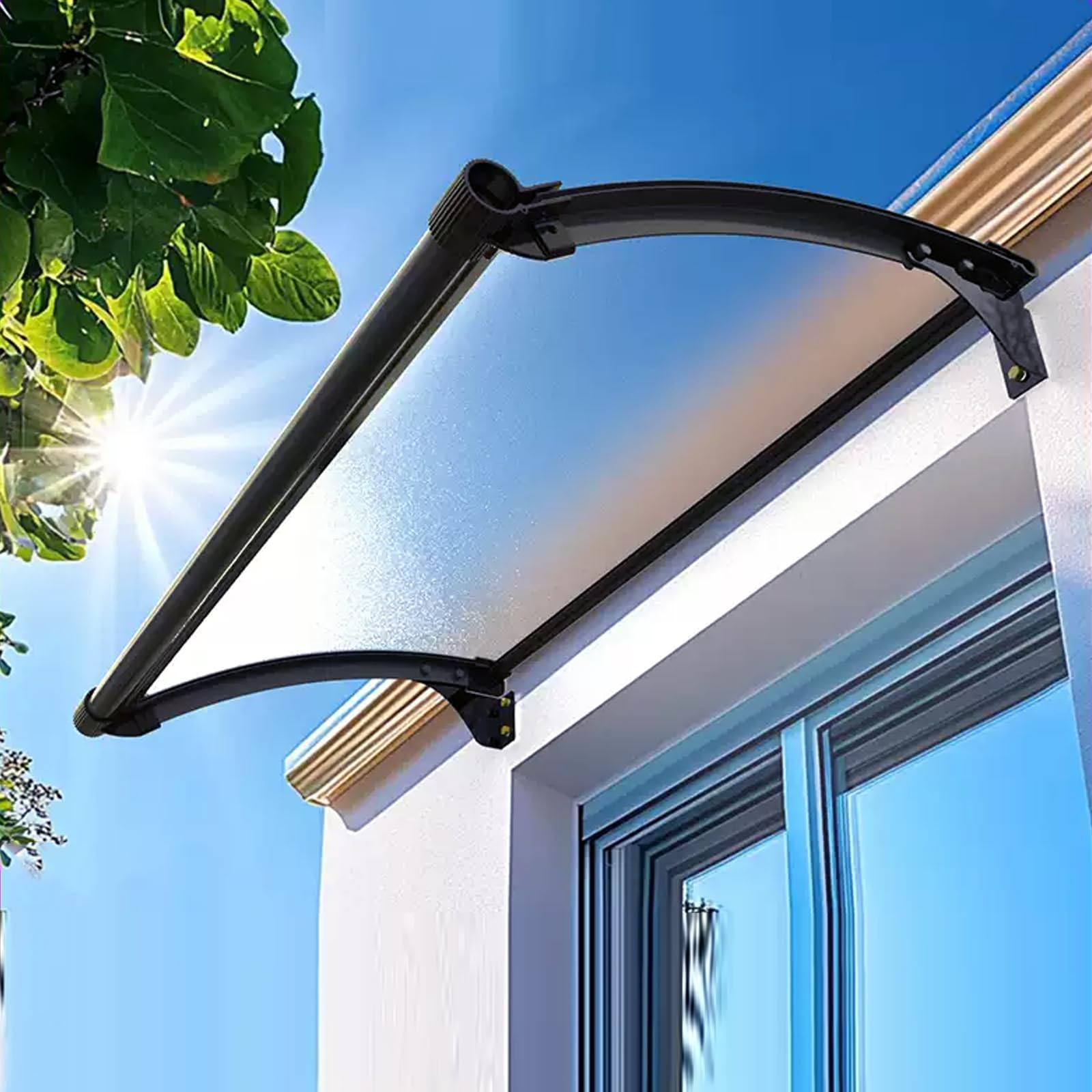 GJMSSMY Arched Door & Window Canopy, Impact-Resistant Entrance Awning (300kg), Rain-Resistant Window Shade, Available in 5 Colors (55x50cm/22 x20, Frosted)