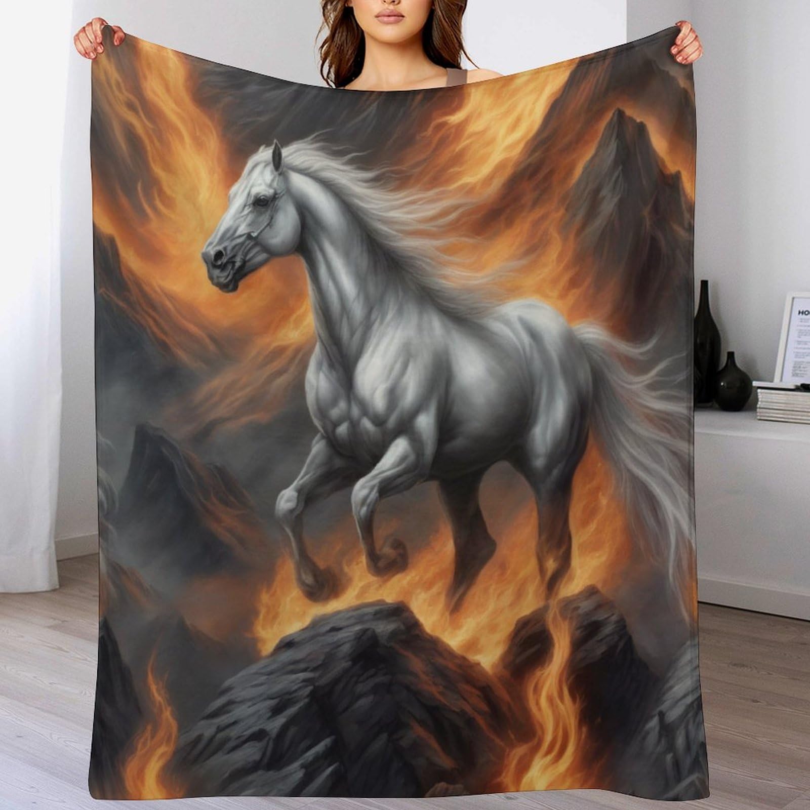 Plaid polaire cheval pour le voyage et les soirées cinéma sur le canapé