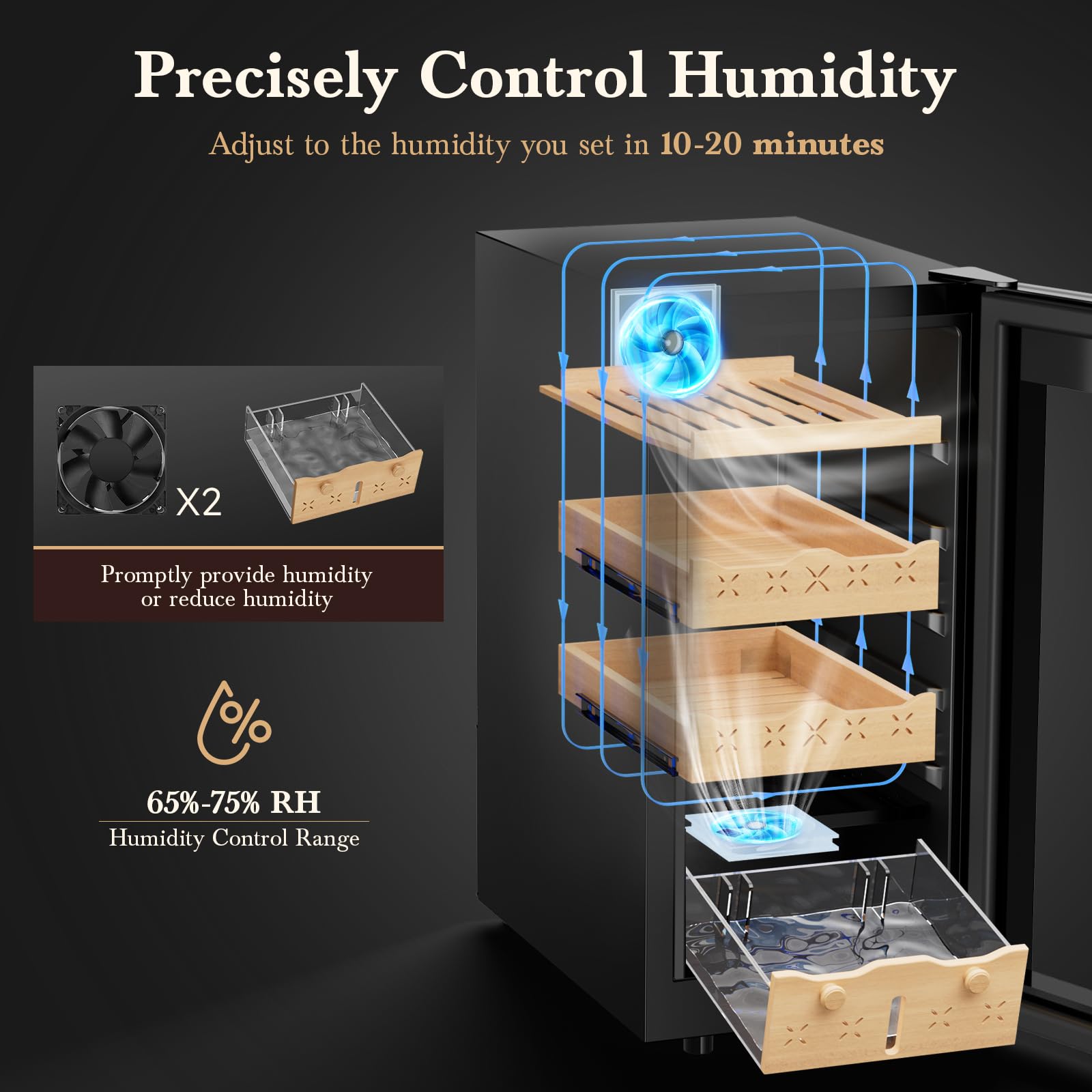 Lioncho 85l Intelligent Temperature & Humidity Adjustable Electronic Refrigerator Cabinet (700 Counts Capacity), Digital Lcd Display, Stainless Steel Lockable on Fridge.com - View 3