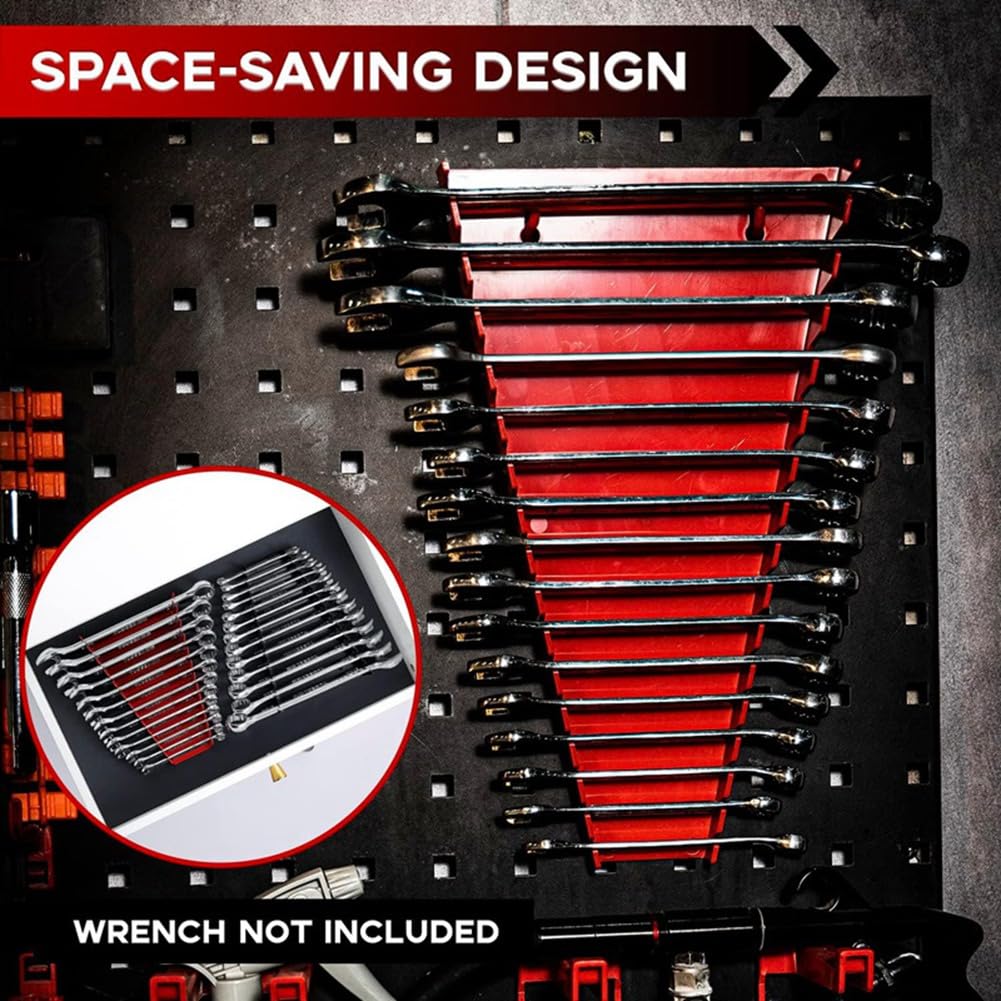 Nagoyuki 2 Pack Metal Wrench Organizer Premium Wrench Holder Vassoio Soluzioni di Archiviazione A Parete per Chiave Inglese 1 e 1 Nera