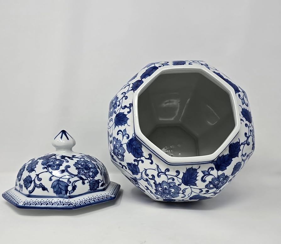 瓷罐 Amazon.com: 20 英吋(約50.8 公分)經典青花瓷陶瓷花卉寺廟姜罐瓶