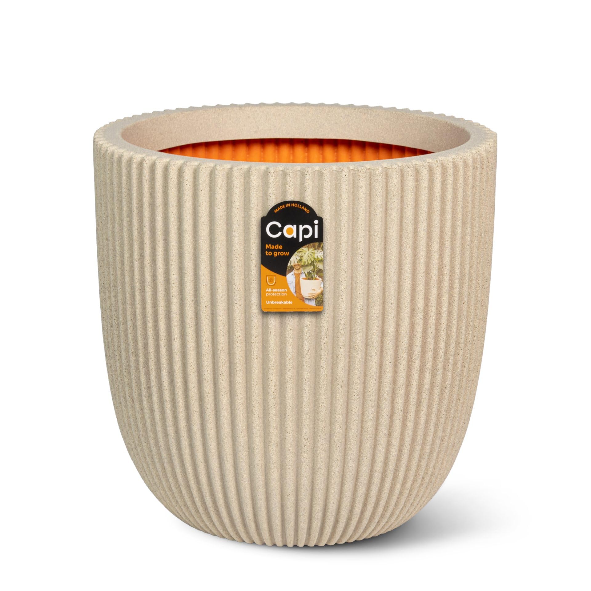 Capi Europe - Pot Ball Groove NL - 43x41 - Pebble - Planter for indoor and outdoor use - Shatterproof - KGVPE933