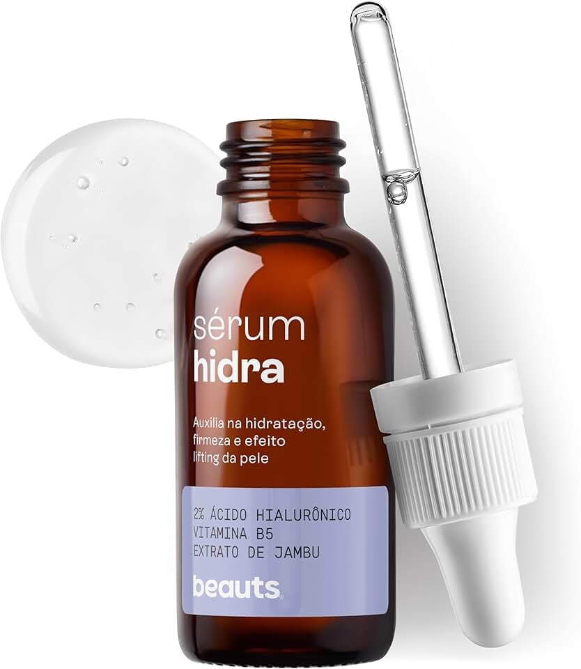 Serum Facial 2% Acido Hialuronico Puro e Vitamina B5 - Hidratante Facial com Efeito Lifting Preenchedor Anti Idade - Melhora da Elasticidade e Flacidez - Textura Aqua Gel - Vegano, 30g, Beauts