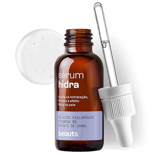 Serum Facial 2% Acido Hialuronico Puro e Vitamina B5 - Hidratante Facial com Efeito Lifting Preenchedor Anti Idade - Melhora da Elasticidade e Flacidez - Textura Aqua Gel - Vegano, 30g, Beauts
