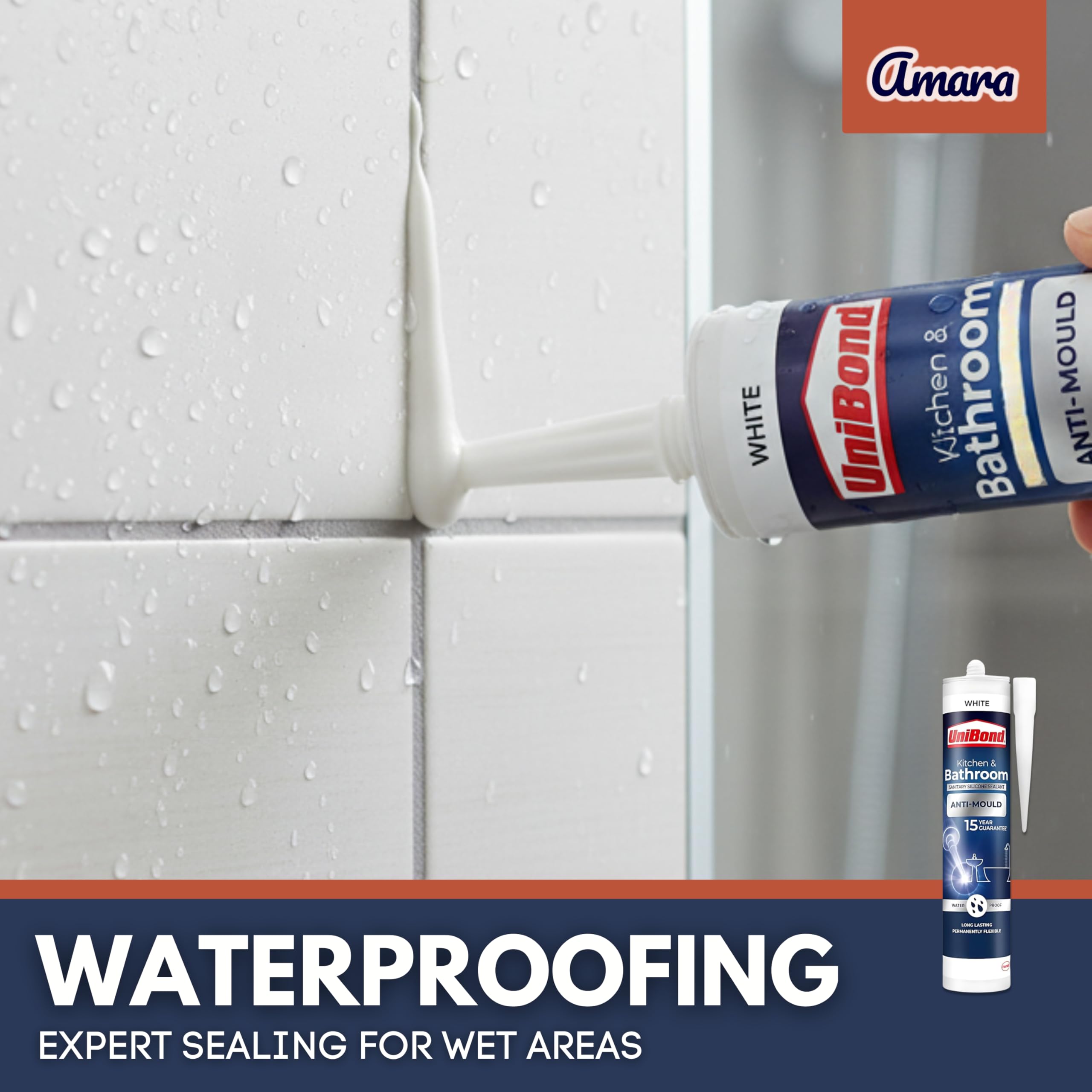 White Silicone Sealant Application Bundle With Unibond Kitchen & Bathroom Sealant, Caulking Gun - Image 3