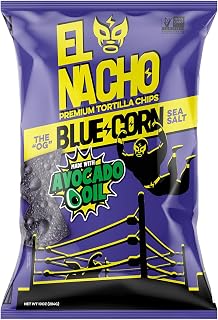 El Nacho Blue Corn Tortilla Chips, 10 Ounce Bag - Crunchy Blue Corn Snacks for Nachos & Dips
