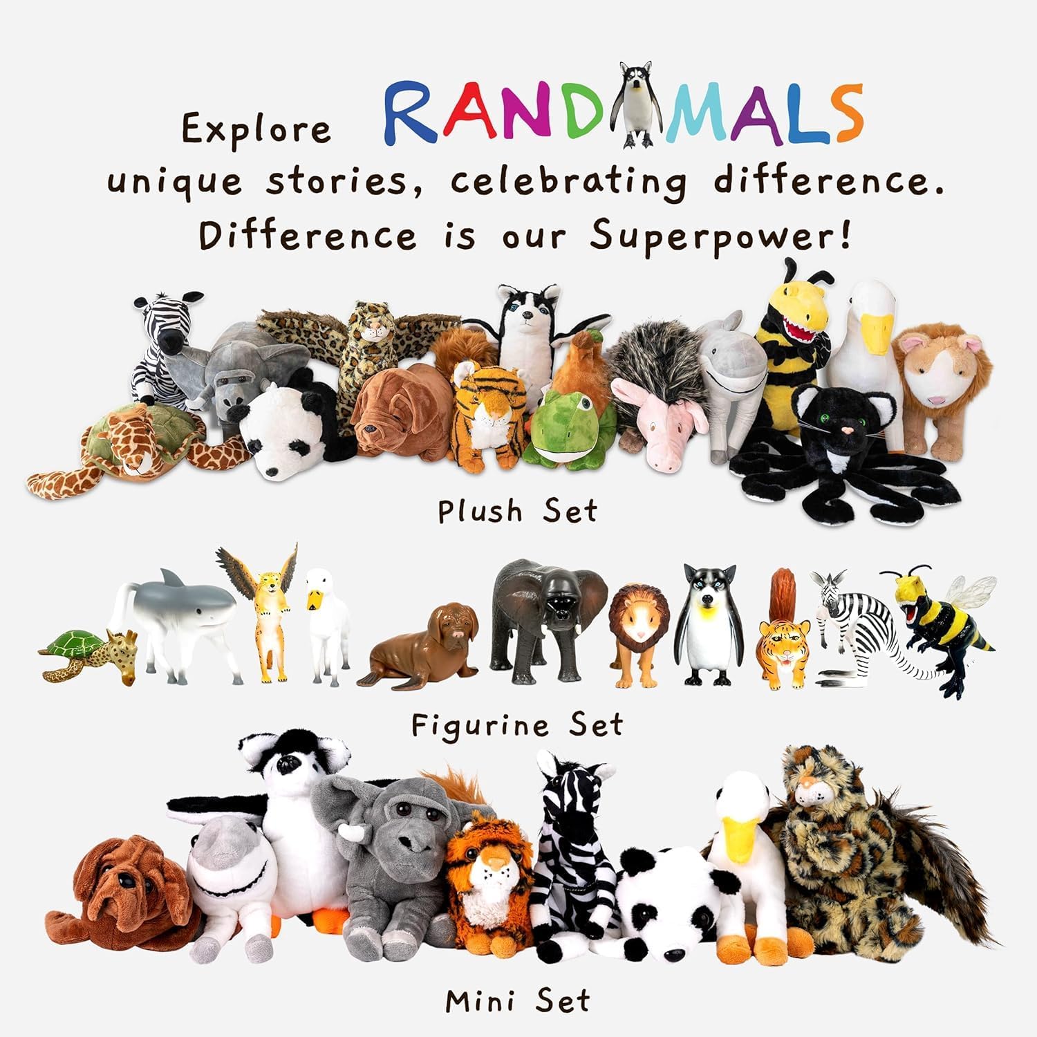 Randimals Narmoo Narvalo & Mucca Peluche Animale, 38,1 cm