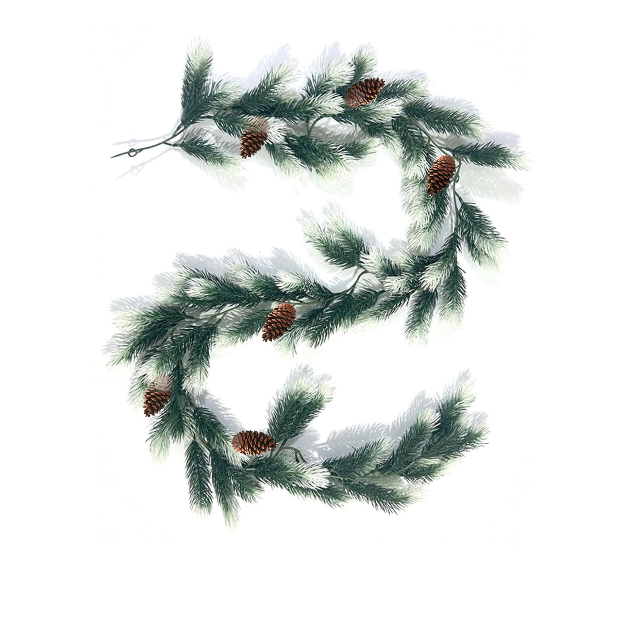 Ghirlanda di Natale in rattan – 2m ghirlanda natalizia artificiale di aghi di pino, Centrotavola centrotavola, ghirlande di Natale artificiali, picchetti verdi artificiali（Con coni di pino）