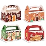VGOODALL 16PCS Christmas Treat Boxes, 3D Xmas Gift Boxes with Vibrant Print Cardboard Colorful Goodie Boxes with Handles for Gift Giving Christmas Holiday 6.1 x 3.4 x 3.5 inch