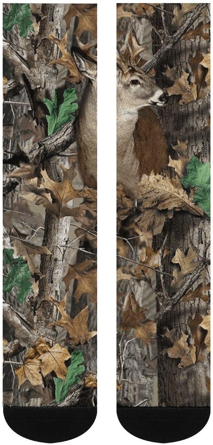 Camouflage Deer Hunting Knee High Socks Athletic Long Stockings Sport Casual Crew Tube Sock Boot 46cm