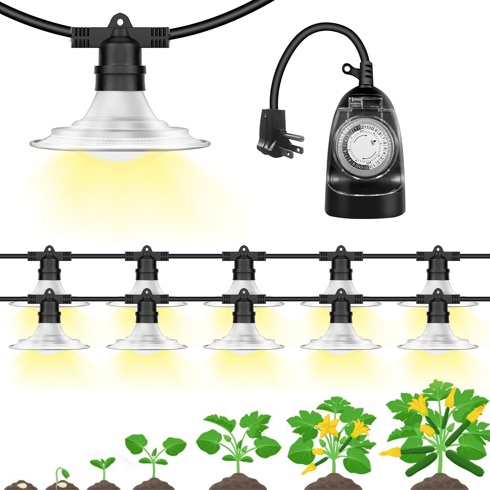 SEEYANG String Grow Lights with Timer(12 Lights)