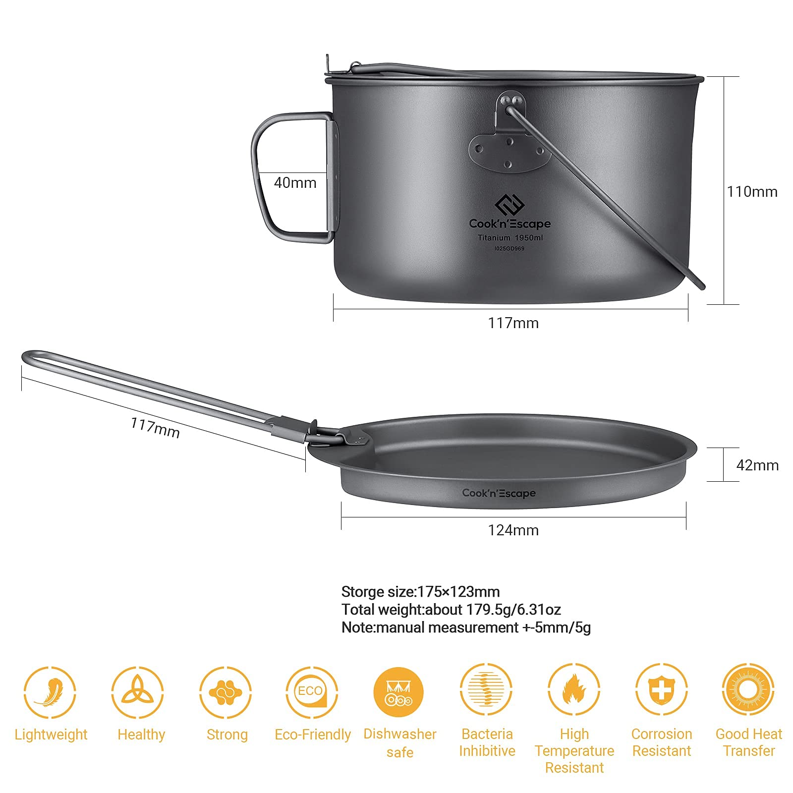 Amazon | COOK'N'ESCAPE 超軽量チタンキャンプ調理器具セット 2点