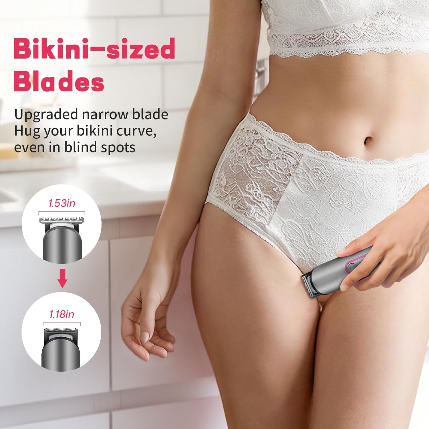 PRITECH Bikini Trimmer for Women - Rechargeable Pubic Hair Trimmer for Sensitive Skin, Wet&Dry Use, Pain-Free Electric Razor&Shaver with Standing Recharge Dock, Ideal Gift for Women, Slate Grey - Image 3