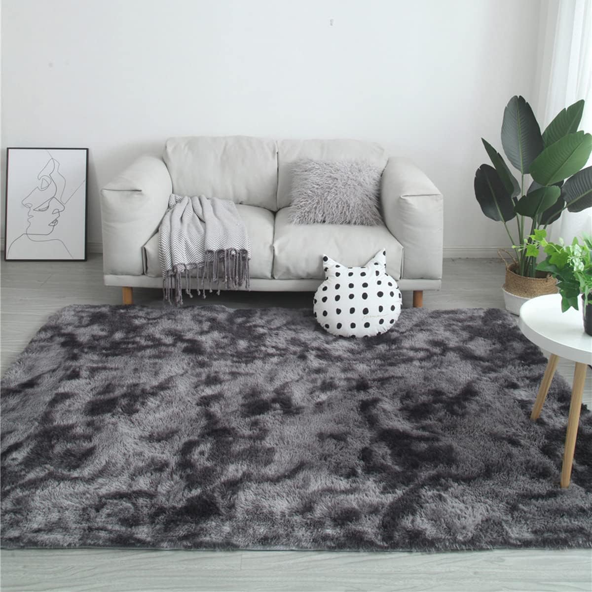 Tappeti Salotto Shaggy Tappeto a Pelo Lungo Tappeto Peloso Soggiorno Salotto Moderno Cameretta Tappeti Pelosi Camera da Letto Morbido Tappetino Antiscivolo Morbido e Soffice (Nero grigio, 200*250cm)