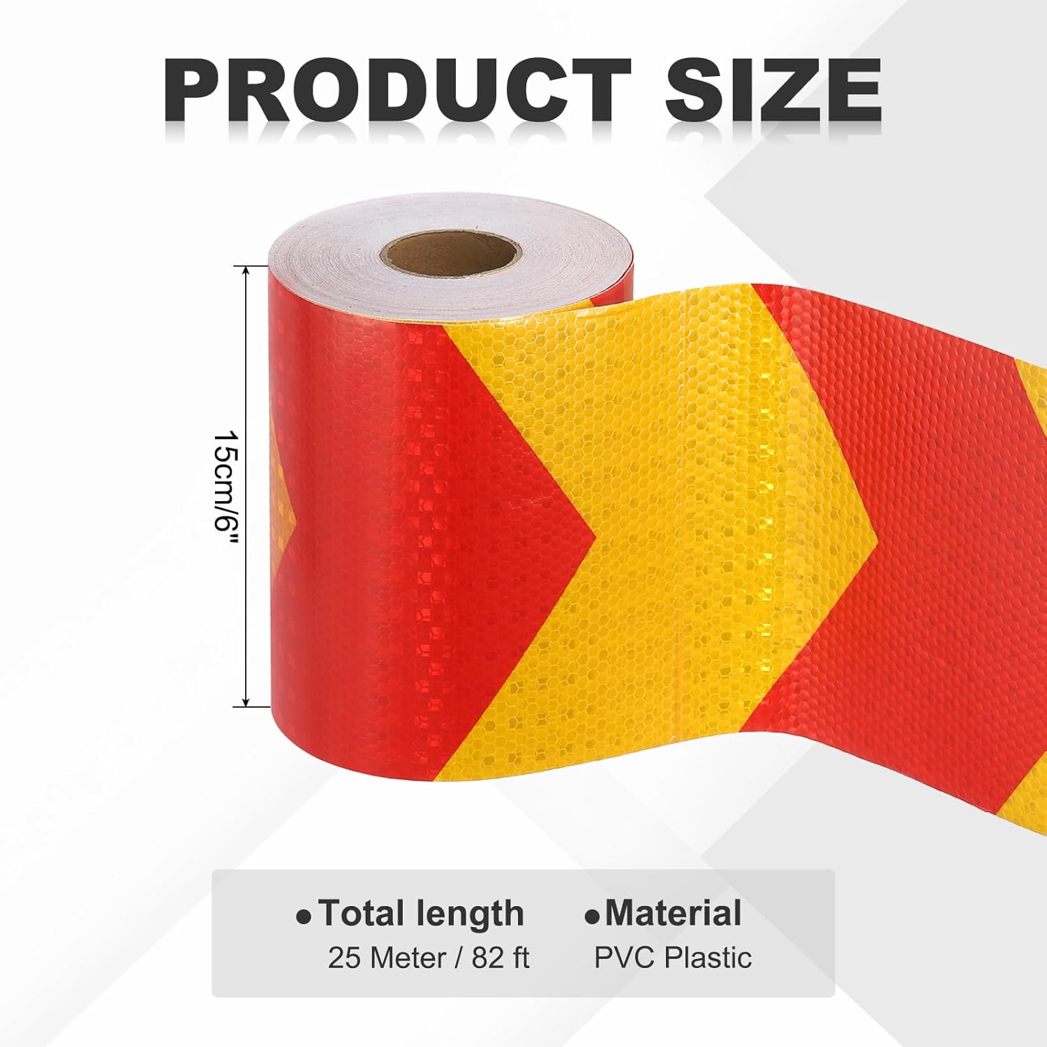MECCANIXITY Reflective Tape, 6 Inch x 82 ft Trailer Reflector Tape Waterproof Warning Safety Sticker Night Reflector Arrow Tape for Bikes Cars Trucks, Yellow-red