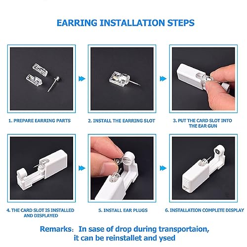 Miniatura 4 de Juego de 4 piercings desechables para piercing de oreja, sin dolor, fácil de usar, herramienta con perno