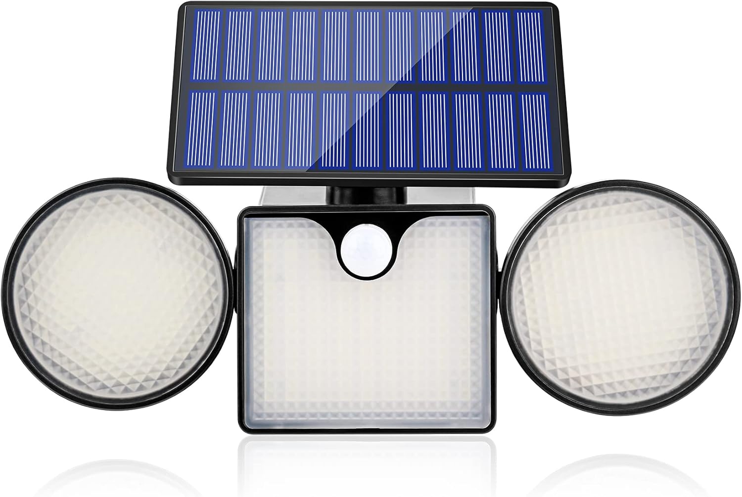 Solar Wall Lights Outdoor, 3000Lm 204 LED Flood Lights 3 Adjustable Head 270° Wide Angle Lighting, IP65 Waterproof Spot Light with Motion Sensor for Porch Yard Garage -1Pack, Black