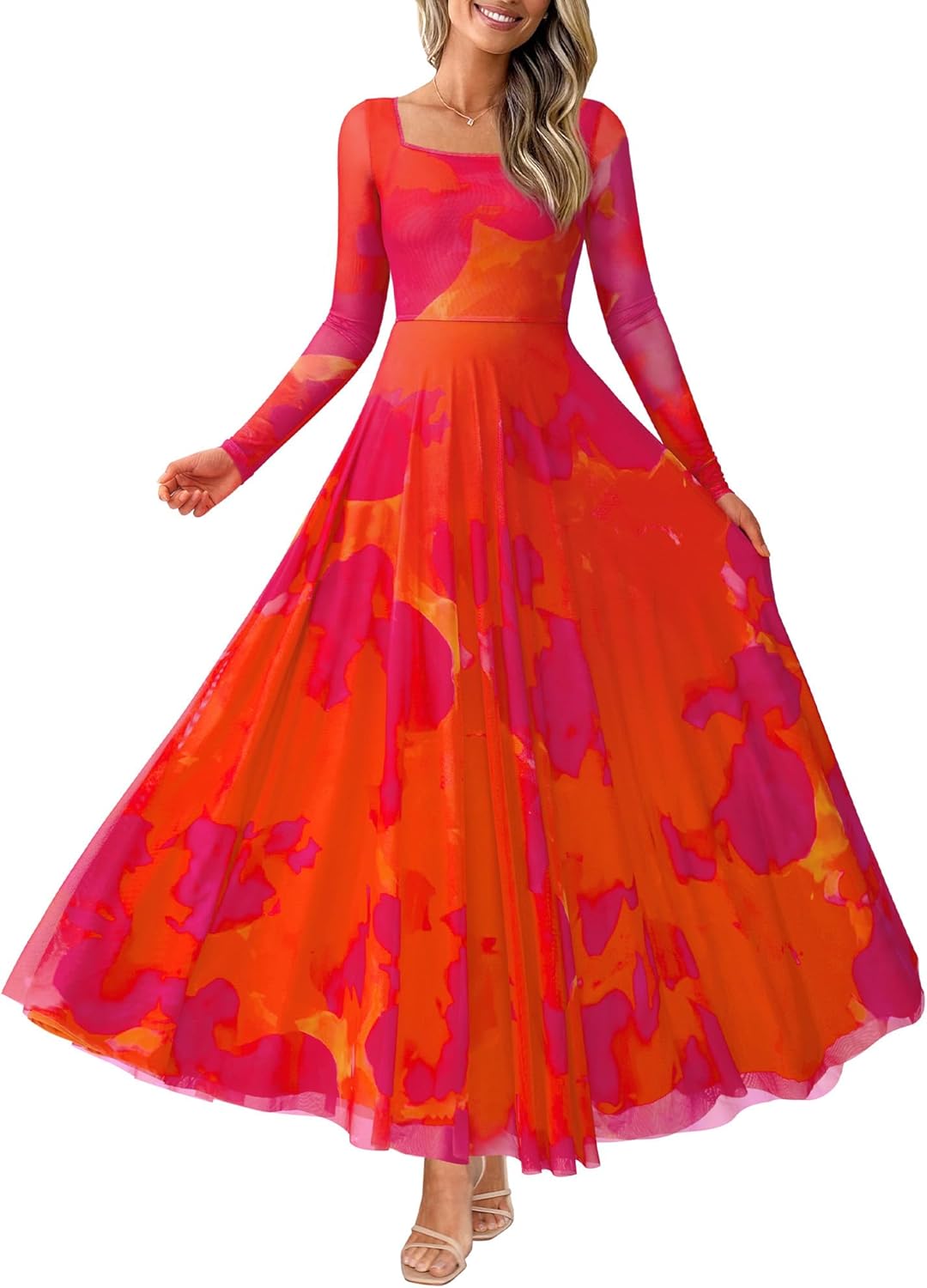 Long sleeve floral print maxi dress for elegant occasions