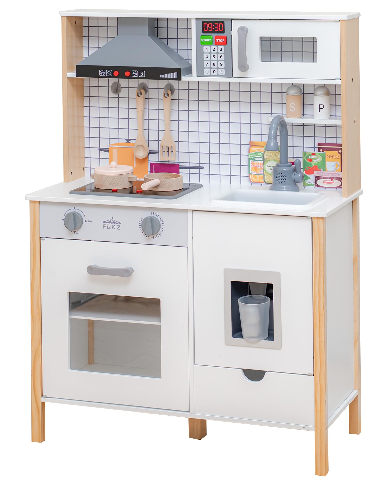 Amazon | RiZKiZ ままごとキッチン 木製 リアル蛇口音 おままごと
