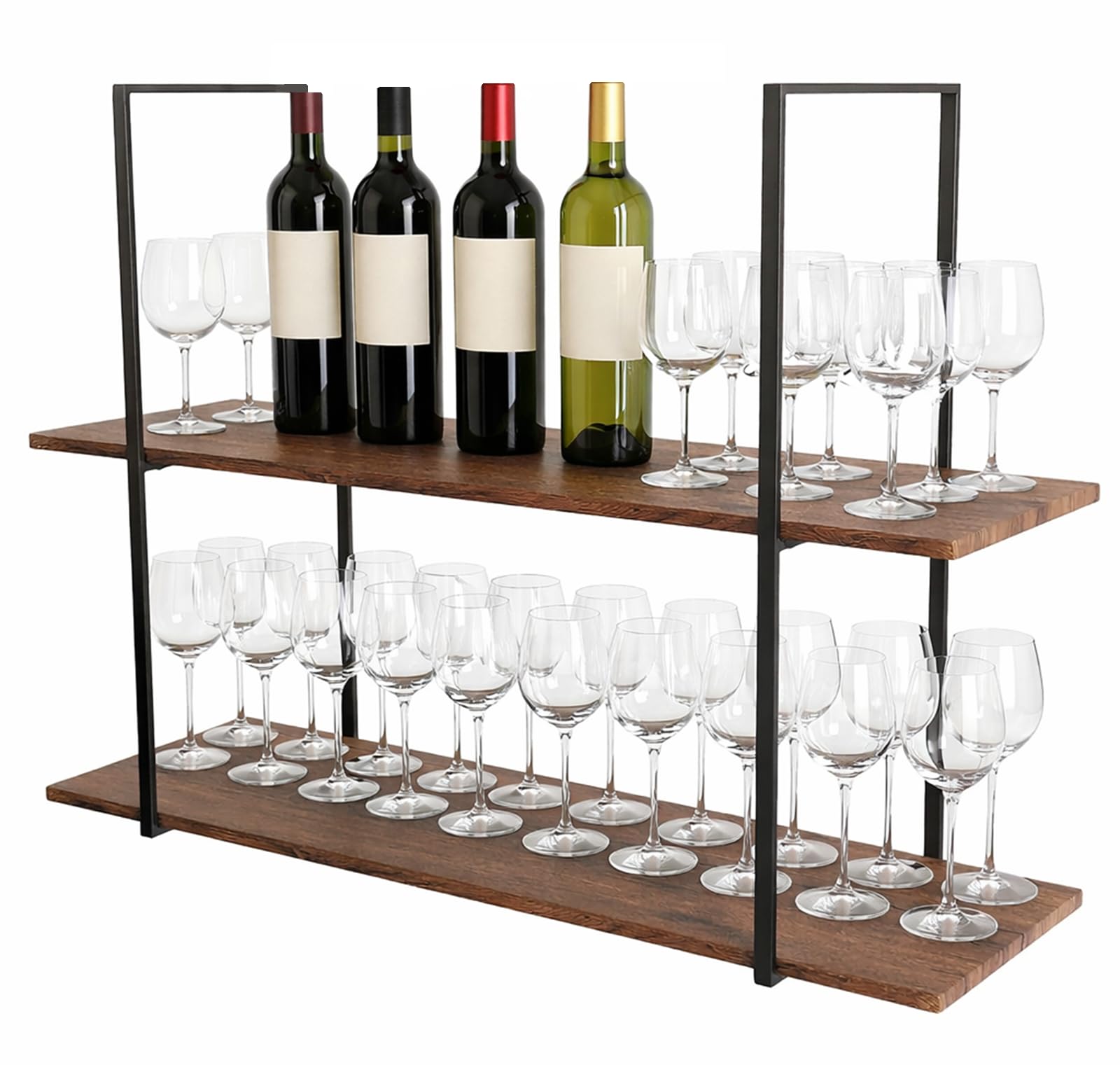 YELLOO - Etagere Cuisine Suspendu pour Rangement et Organisation de Cuisine, Etagere Murale de Plafond, Design Moderne Facile à Assembler Instructions Incluses (BAR SHELF) (Marron/Noix, 115 cm)