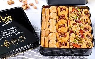 Mughe Gourmet Luxury Baklava Pastry Gift Box - Fresh Turkish Pistachio Baklawa Halal Snack Sweets - 1.65lbs/750g/52pc - Perfect for Birthday, Christmas, Unique Holiday Dessert Basket for Men, Women