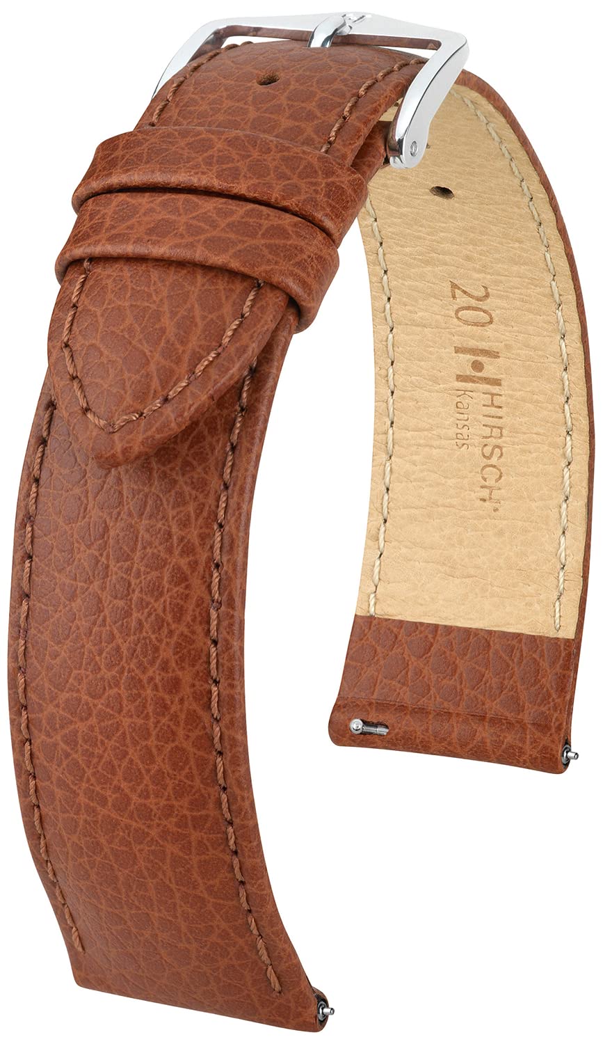 HIRSCH Cinturino Kansas L - vera pelle di vitello - stampa a bufalo - uomo/donna - Goldmarrone - 20 mm