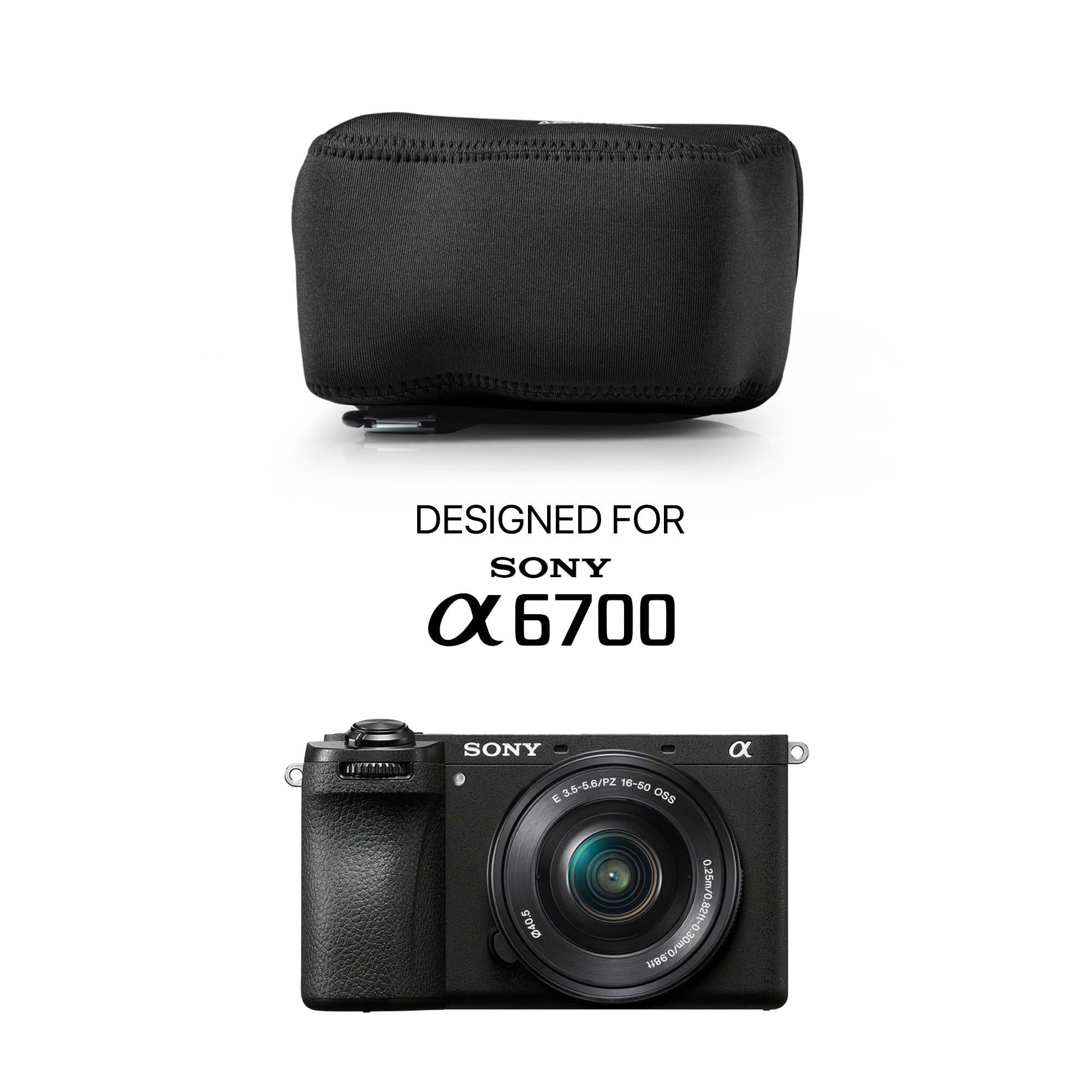 MegaGear Neoprene Camera Case for Sony Alpha a6700 (16-50mm) - Stylish and Protective Digital Photography Bag - Black - Image 3
