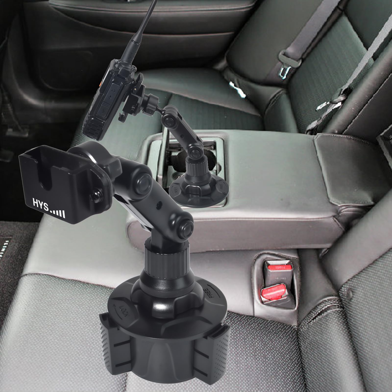 HYS Support d'autoradio compatible avec Baofeng UV5R Motorola Waklie Talkie et radio CB - Support de serrage arrière (S-2)