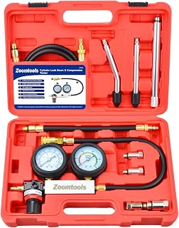 Motor-Zylinder-Leck-Tester-Kit;Benzin-Motor-Leck-Tester-Kit mit Verlängerungsstange;Zylinder-Leck-Tester-Set für Druckprüfung und Leckrate Test, Dual-Manometer
