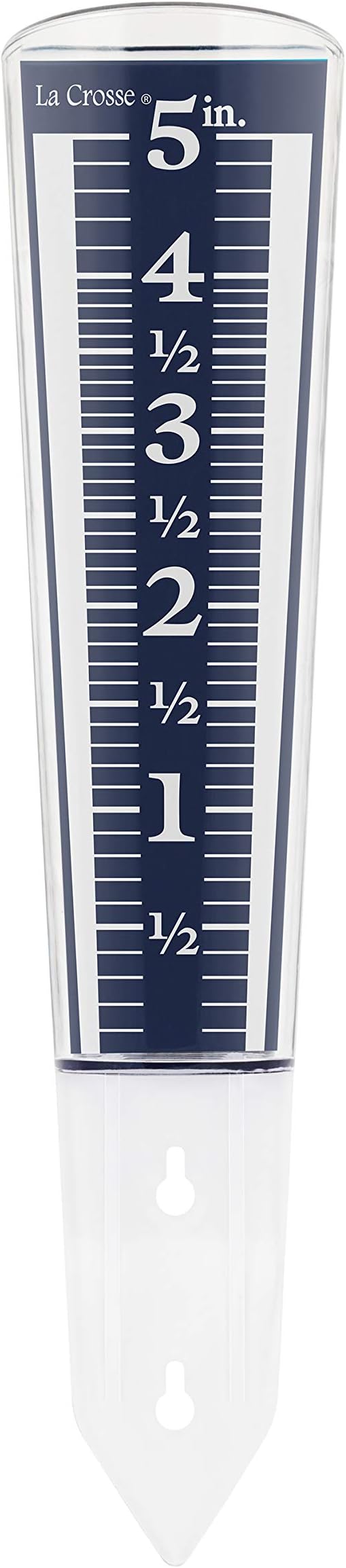 La Crosse 704-1531 Large Magnifying Easy Read 5-Inch Capacity Acrylic Rain Gauge, Black-Blue, Black-Blue