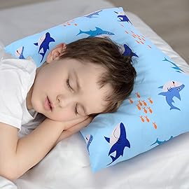 UOMNY Toddler Pillowcases for Girls 13X18 12x16 14x19 Turtles and Sharks Baby Pillow Case 2 Pack Small Pillow Covers for Travel Pillow Blue White