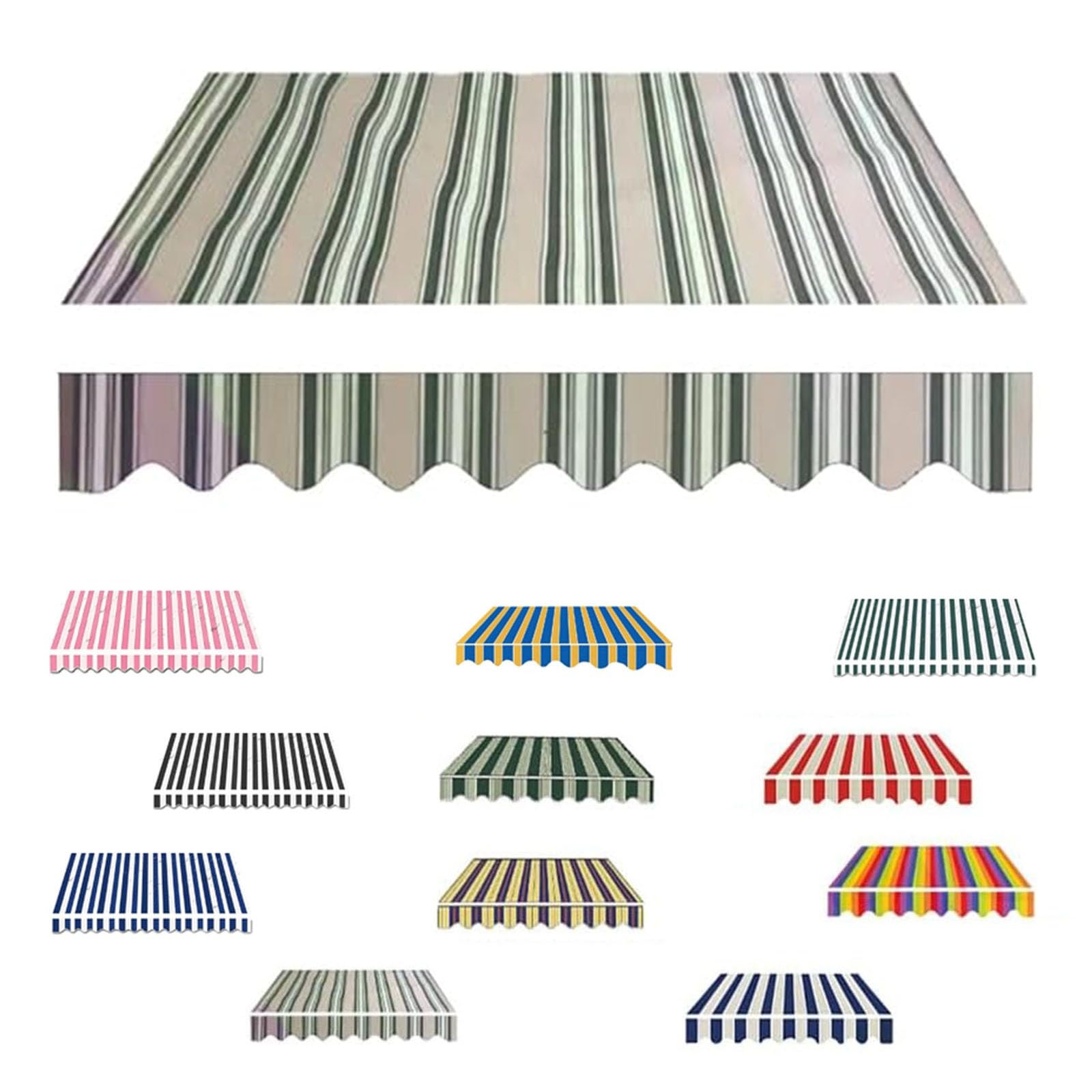 2m 2.5m 3m 3.5m 4m Garden Awning Replacement Fabric Top Cover Front Valance, Awning Fabric Replacement Window Awning Cover For Courtyard Balcony Restaurant(Green b,5x3.5m)