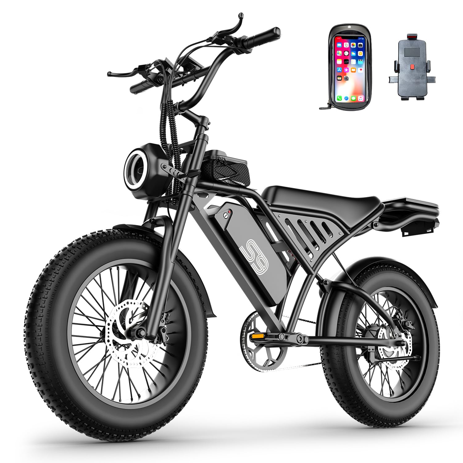 ASKGO Electric Bike for Adults, 2500W Peak, 100 Miles & 30MPH, 20" Fat Tire All-Terrain Electric Dirt Bike with 48V 20AH Removable Battery, Dual Brake E-Bike with Seat Shock Absorber