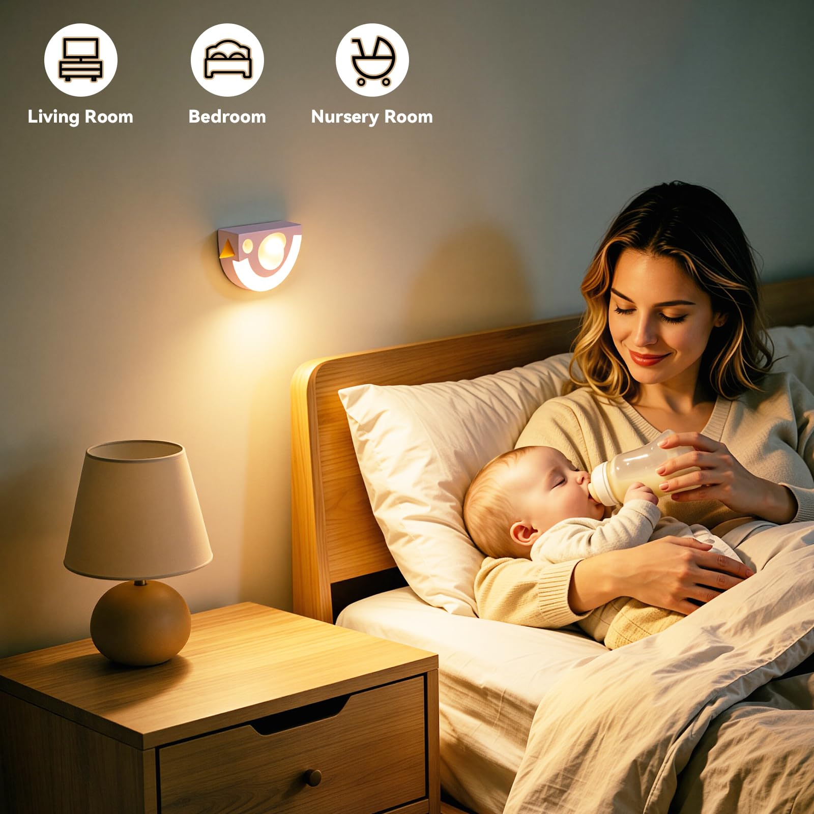 Night Light for Kids Magnetic Motion Sensor Light Indoor Battery Operated, Pink B - Image 8