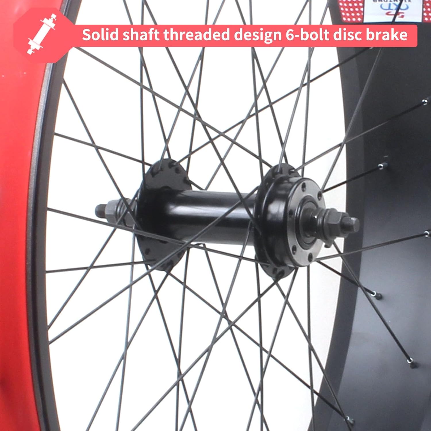 20in/24in/26in X 4.0" Fat Tire Bike Wheelset Disc Brake Snow Bike Front Rear Wheels Solid Shaft 135mm/195mm 36H Hubs Beach Bike Wheel for 7/8/9/10s Rotary Freewheel 14G Spokes