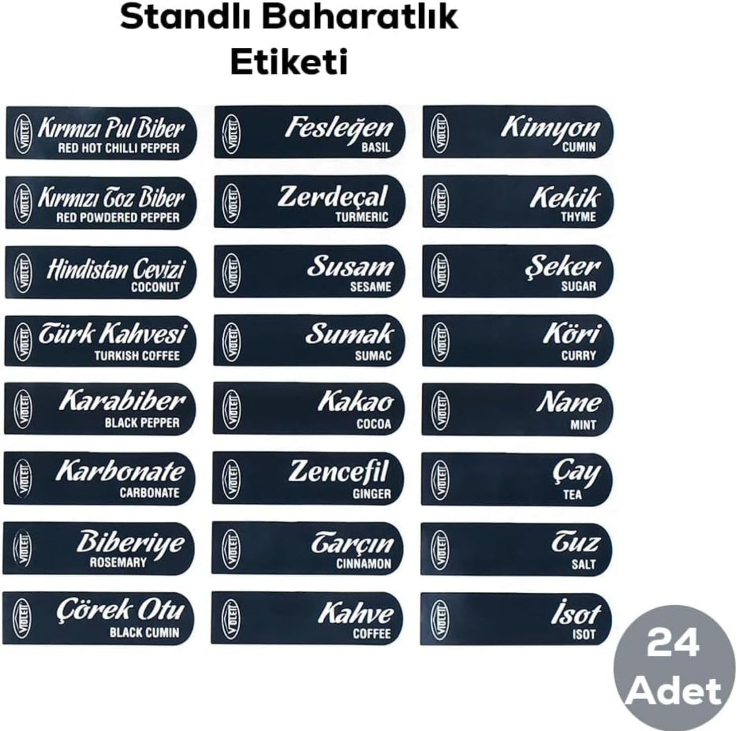 Kendinden Yapışkanlı Baharatlık Seti, 12'li, Kaşıklı Kapaklı,Etiketleri ile Gönderilir Siyah Beyaz